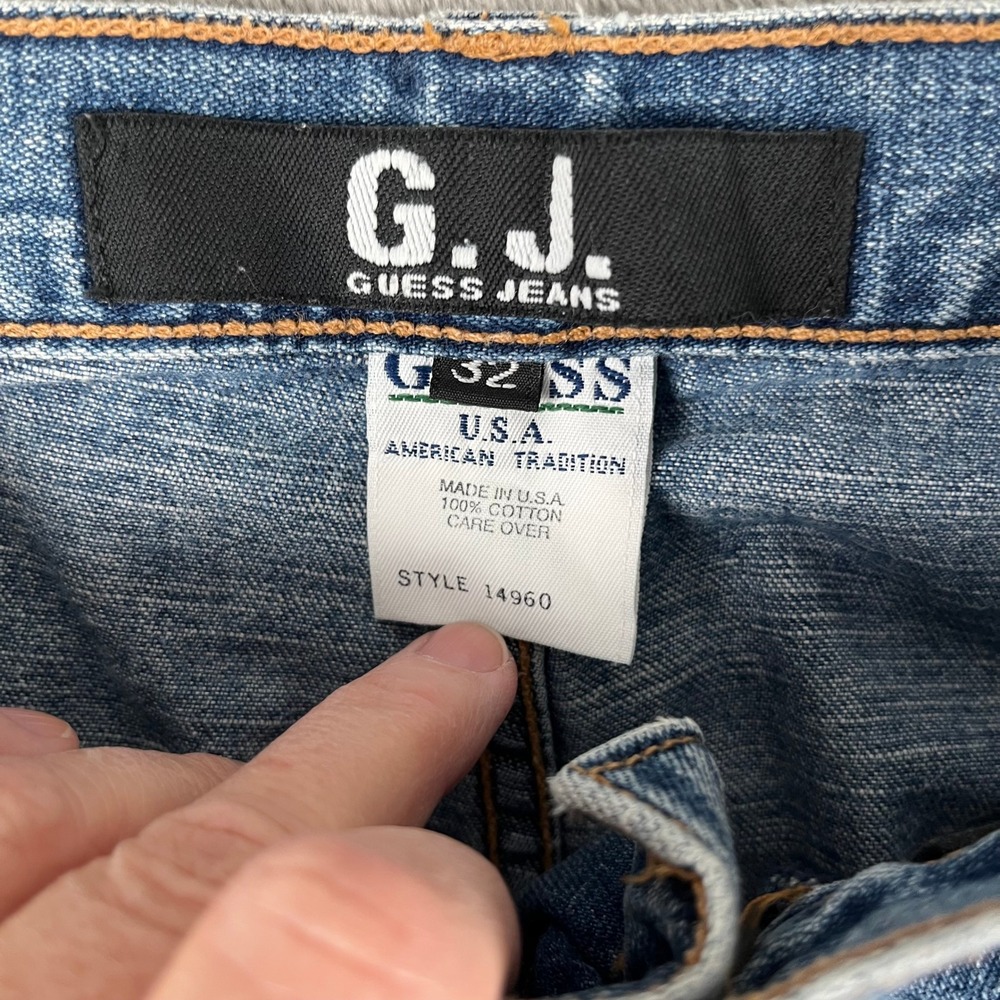 GUESS G.J. Mens Size 30 Denim Cargo Shorts Y2K USA Made Georges Marciano - Picture 3 of 10